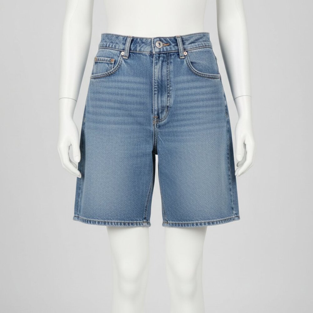 Z1975 Zara Women's Mom High Rise Denim Jean Shorts Light Wash EUR 34 - Picture 3 of 13